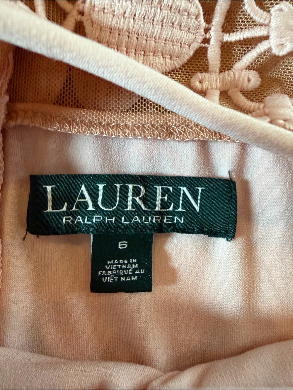 Lauren Ralph Lauren Pink Geometric Lace Sheath Dress Sleeveless Knee Length Sz 6 - Picture 6 of 7